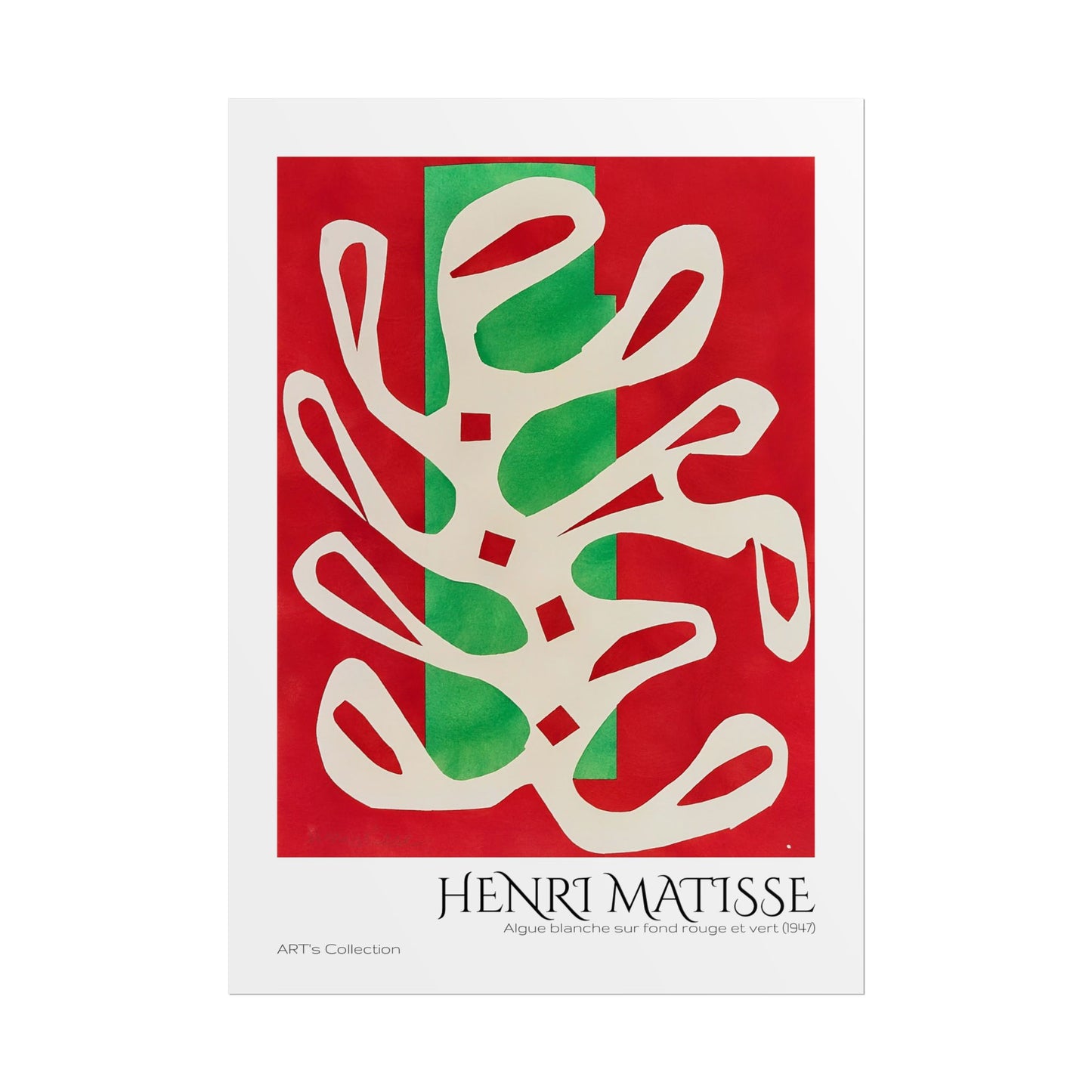 Algue blanche sur fond rouge et vert (1947) by Henri Matisse / Affiche imprimée - Série ART's Collection