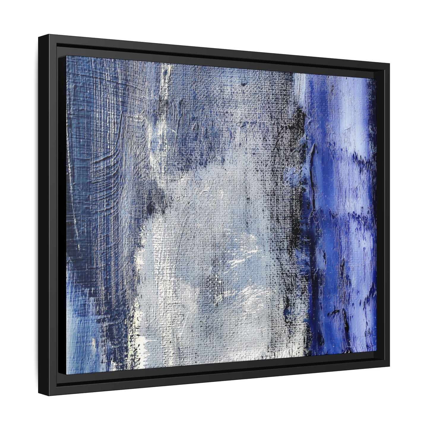 Tableau Beaux Arts Anthracite & Bleu Contrasté "Série Sign Collections" / Toile encadrée sur caisse américaine