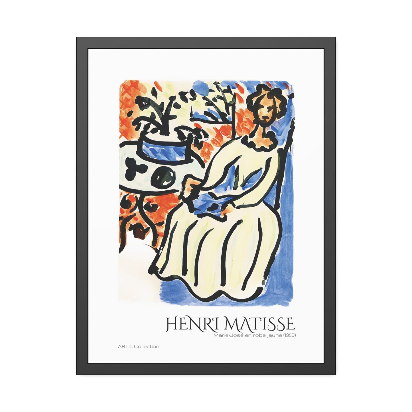 Marie-José en robe jaune (1950) by Henri Matisse  / Affiche Encadrée série ART's Collection