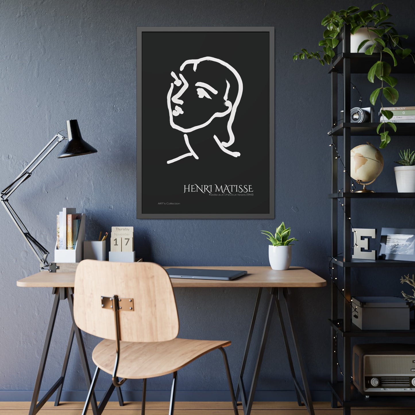 Nadia aux cheveux lisses (1948) black édition by Henri Matisse / Affiche Encadrée série ART's Collection