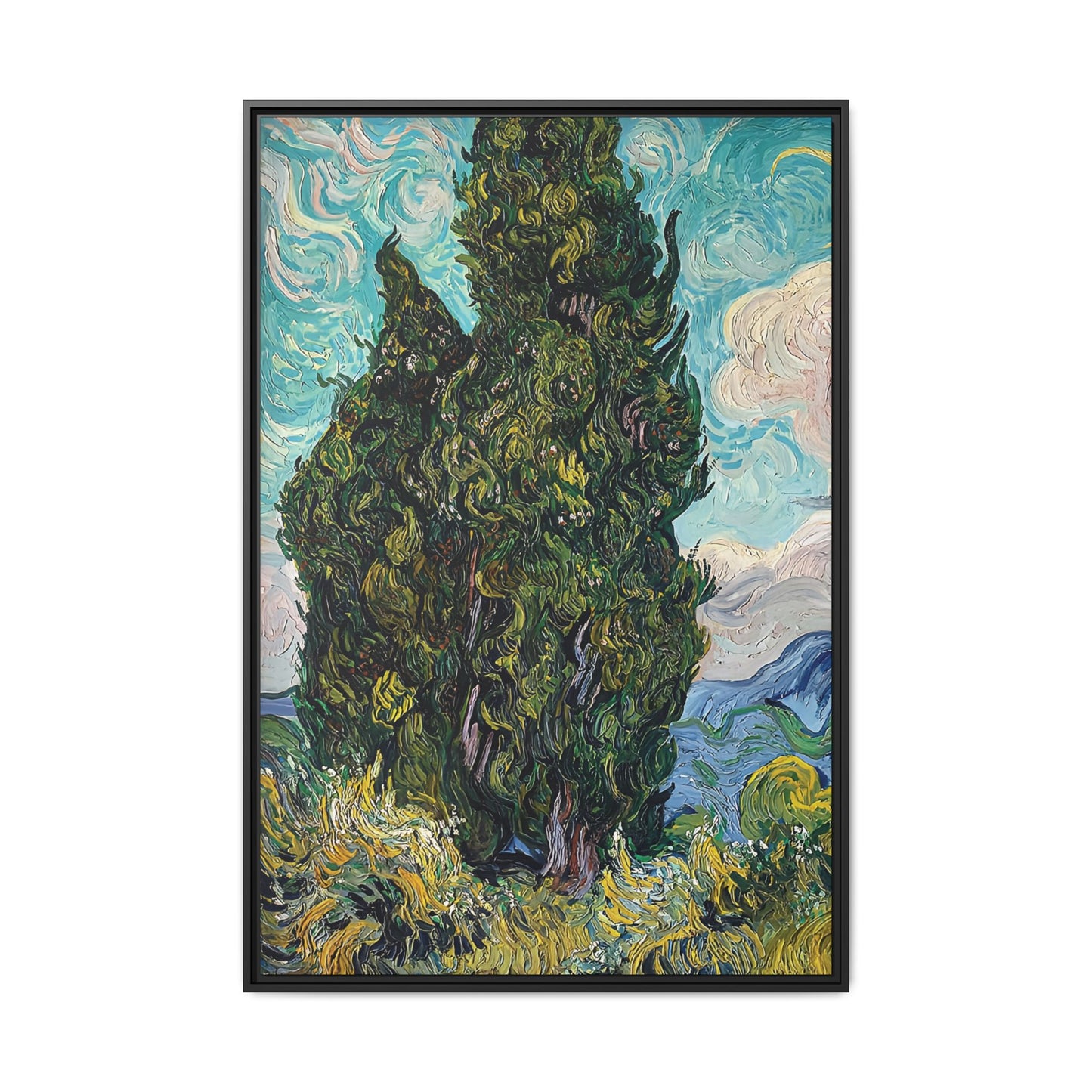 Cypresses (1889) by Vincent van Gogh / Toile encadrée sur caisse américaine