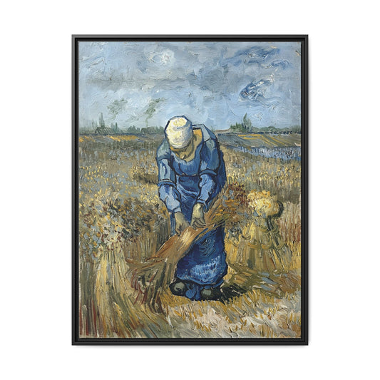 Peasant Woman Binding Sheaves (After Millet) by Vincent van Gogh / Toile encadrée sur caisse américaine