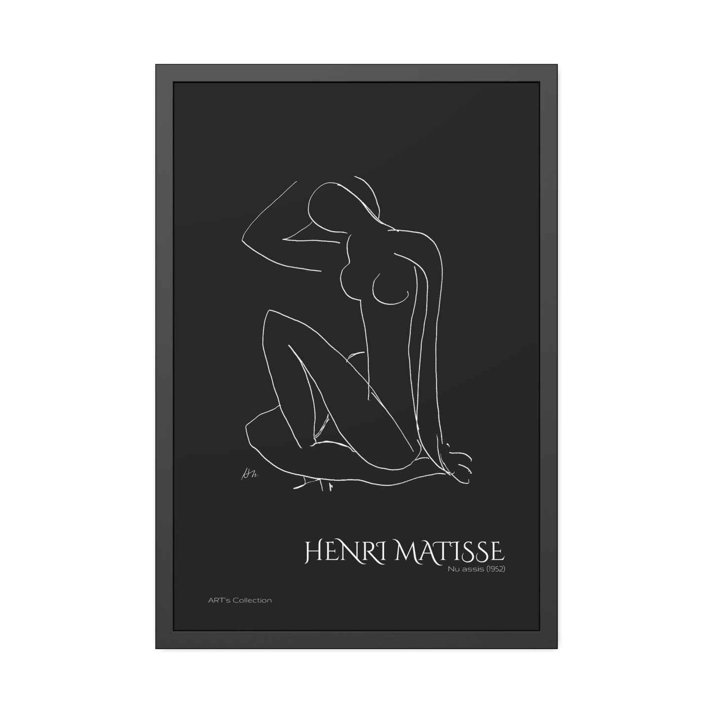 Nu assis (1952) black édition by Henri Matisse / Affiche Encadrée série ART's Collection