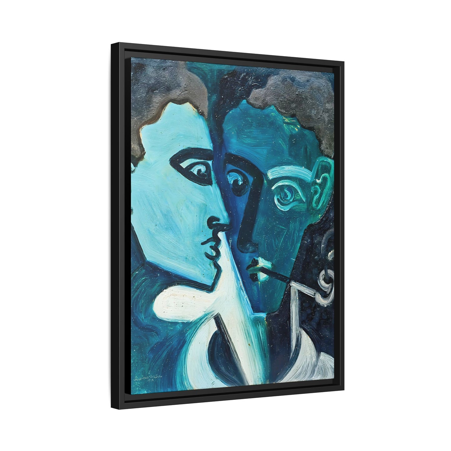 Doppelportrait (1928) by Andreas Walser / Toile encadrée sur caisse américaine