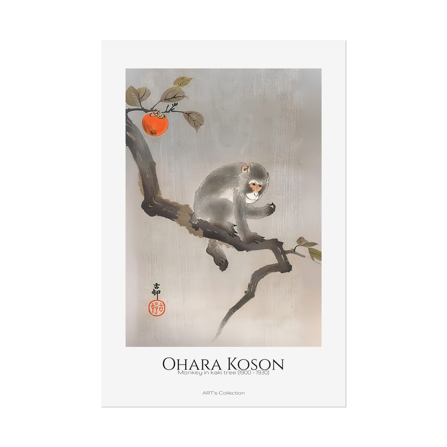 Monkey in kaki tree (1900 - 1930) by Ohara Koson / Affiche imprimée - Série ART's Collection