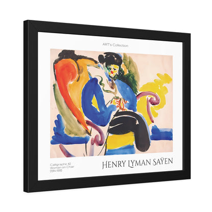 Calligraphic #2 Woman on Chair (1914-1918) by Henry Lyman Saÿen  / Affiche Encadrée série ART's Collection