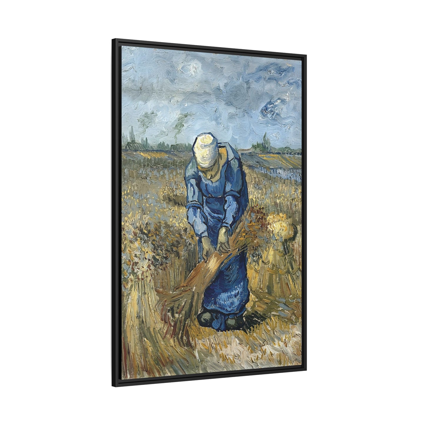 Peasant Woman Binding Sheaves (After Millet) by Vincent van Gogh / Toile encadrée sur caisse américaine