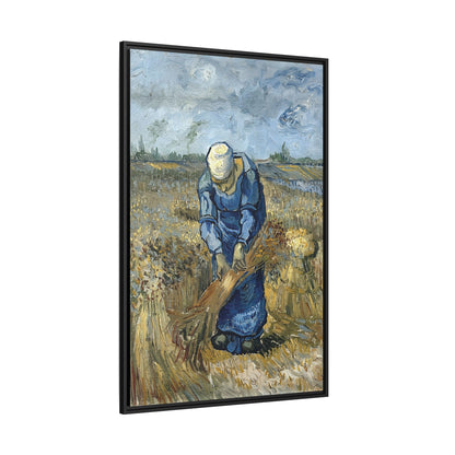 Peasant Woman Binding Sheaves (After Millet) by Vincent van Gogh / Toile encadrée sur caisse américaine
