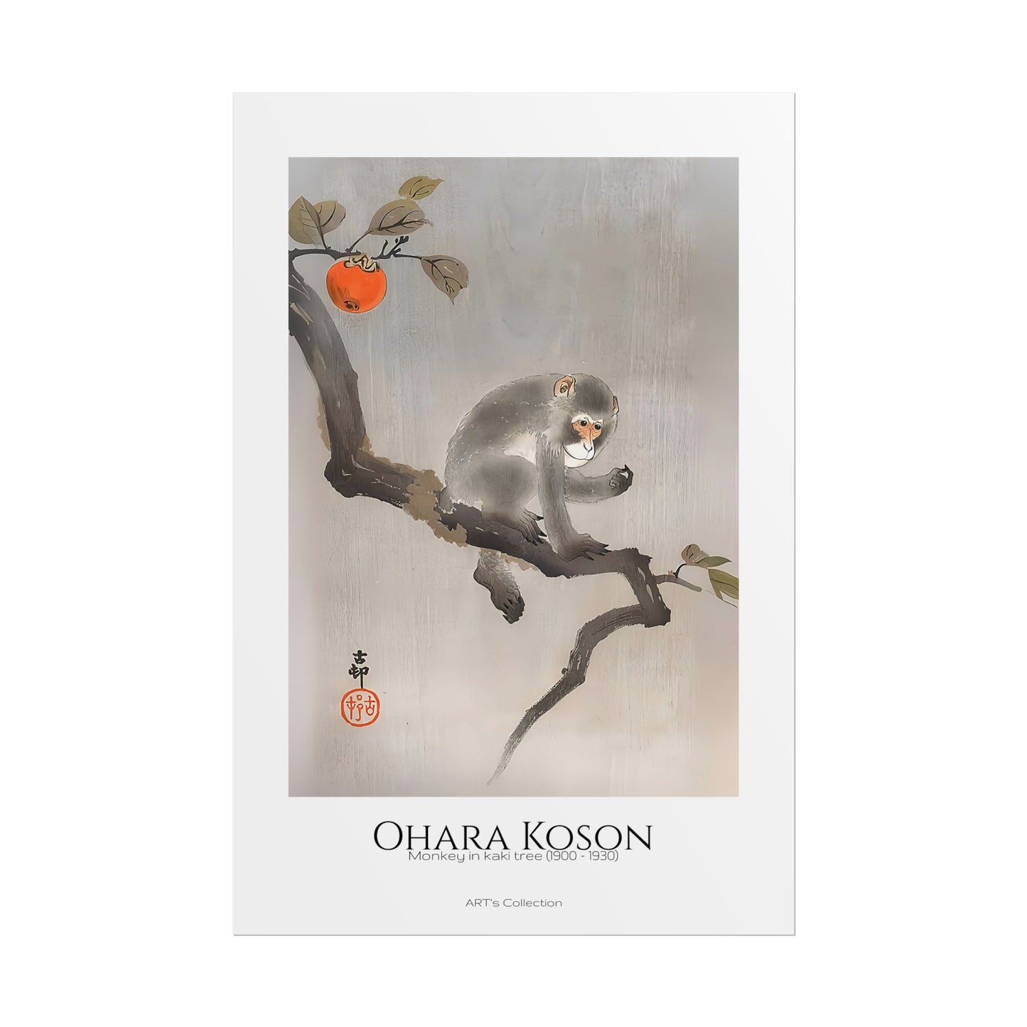 Monkey in kaki tree (1900 - 1930) by Ohara Koson / Affiche imprimée - Série ART's Collection