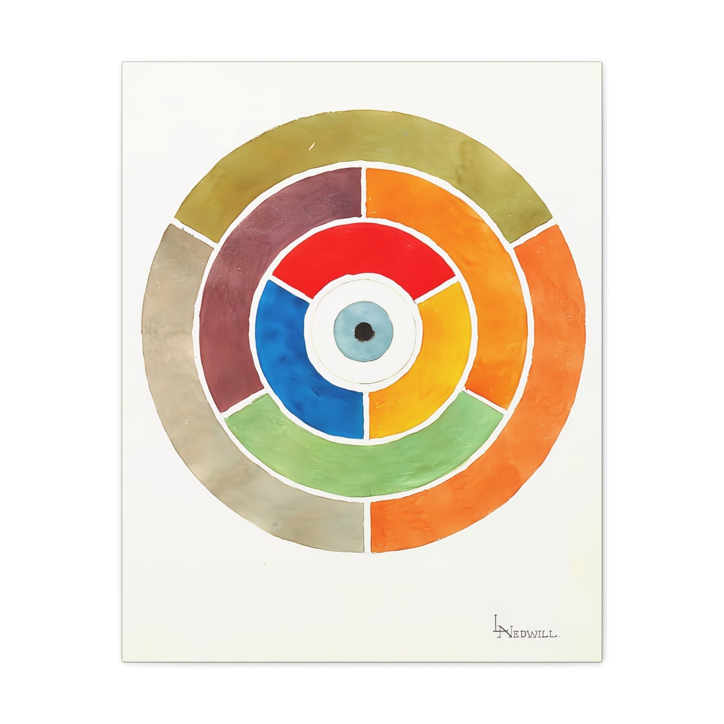Disc Showing Primary Secondary and Tertiary Colors (ca 1900) by Elizabeth A. Nedwill / Reproduction Fine Art sur Toile /   3.2 cm-1.25 inch
