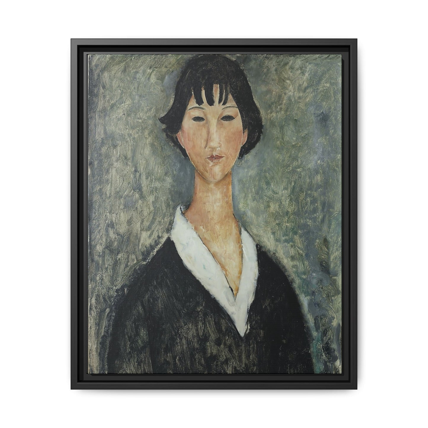 Jeune Fille Aux Cheveux Noirs by Amedeo Modigliani / Toile encadrée sur caisse américaine