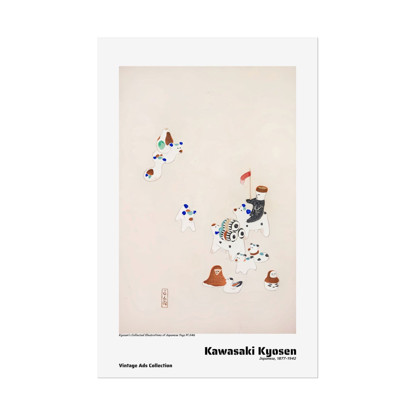 Kyosen's Collected Illustrations of Japanese Toys Pl.046 (1919) by Kawasaki Kyosen / Affiche imprimée - Série Vintage Ads Collection