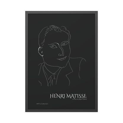Louis Aragon (1943) black édition by Henri Matisse / Affiche Encadrée série ART's Collection