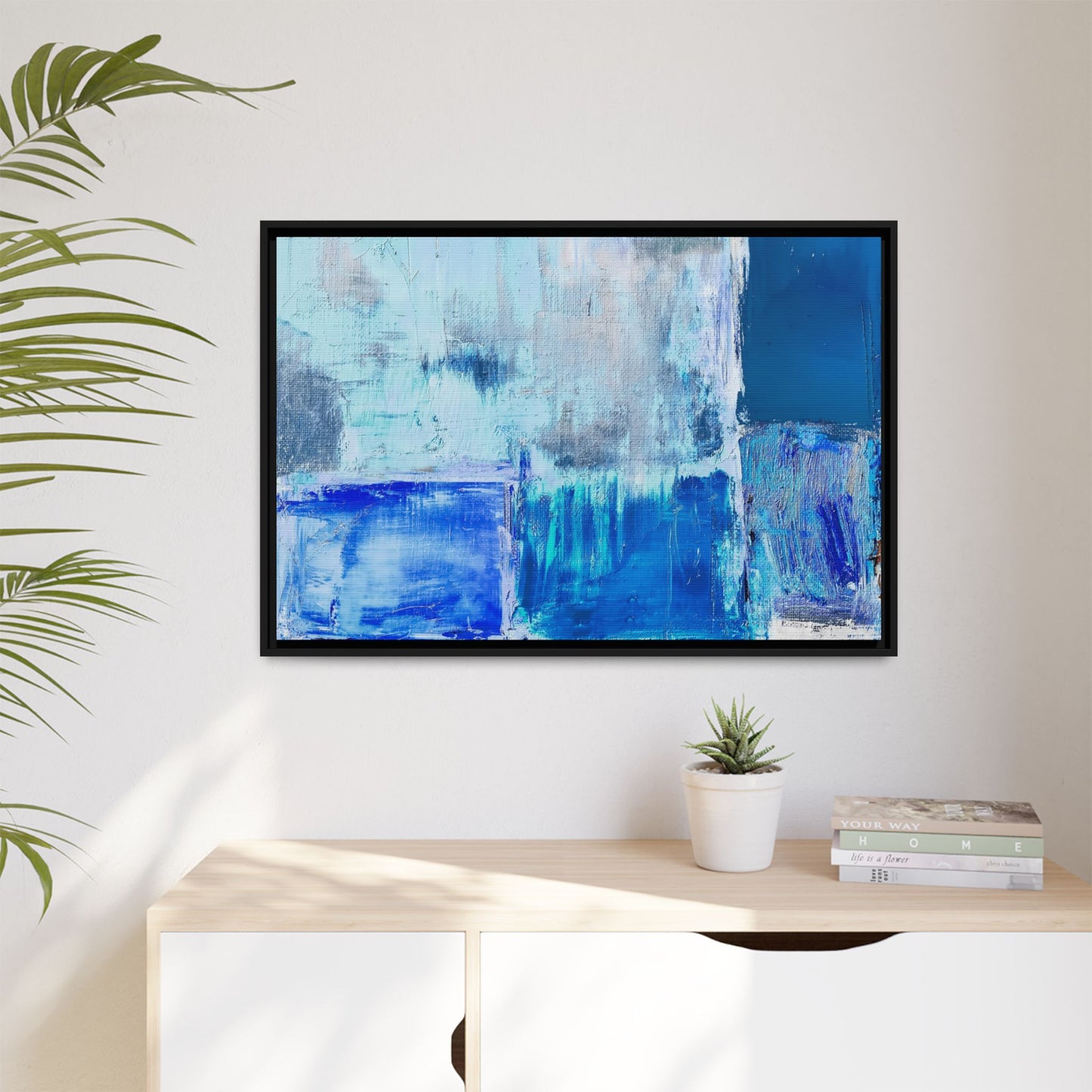 Tableau Beaux Arts Bleu Azur "Série Sign Collections" / Toile encadrée sur caisse américaine