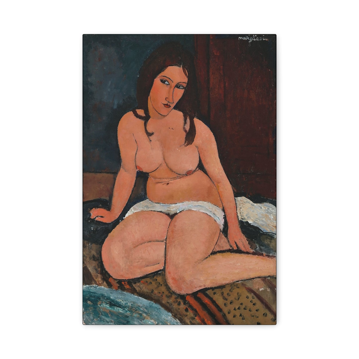 Seated Nude (1917)  by Amedeo Modigliani / Reproduction Fine Art sur Toile / Flanc Large Epaisseur 3.2 cm - 1.25 inch