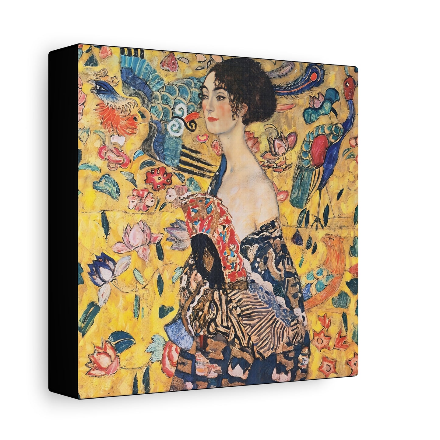 Woman with fan (1917-1918) by Gustav Klimt / Reproduction Fine Art sur Toile / Flanc Large Epaisseur 3.2 cm - 1.25 inch