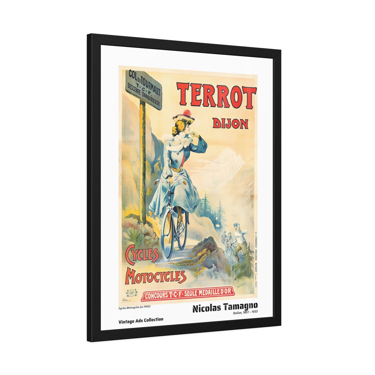 Cycles Motocycles (ca 1902)  by Nicolas Tamagno / Affiche Encadrée Série Vintage Ads Collection