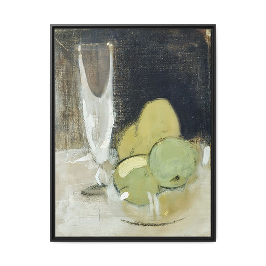 Green Apples And Champagne Glass (1934) by Helene Schjerfbeck  / Toile encadrée sur caisse américaine