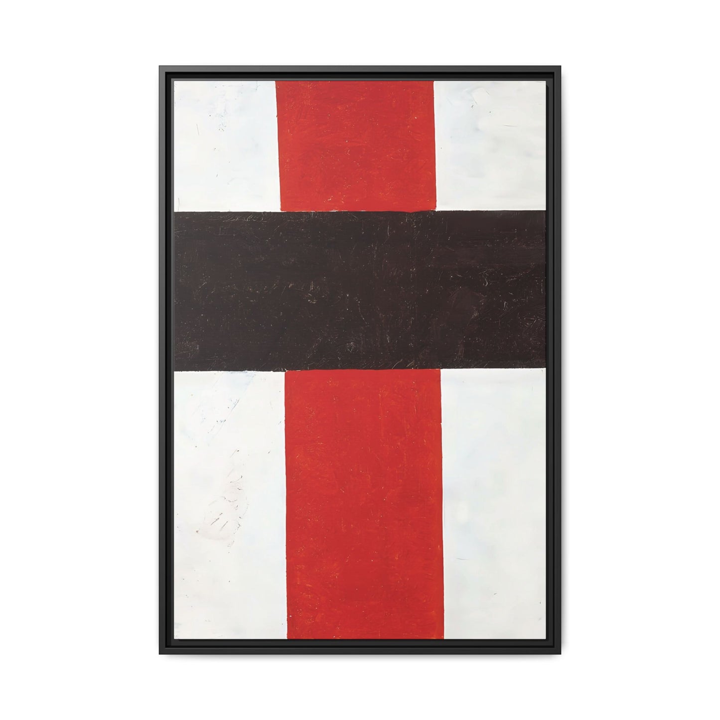 Large cross in black over red on white (1920) by Kazimir Malevich  / Toile encadrée sur caisse américaine
