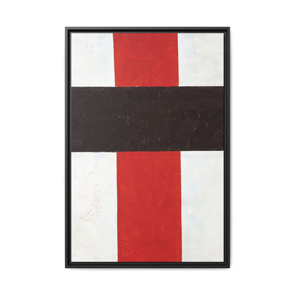 Large cross in black over red on white (1920) by Kazimir Malevich  / Toile encadrée sur caisse américaine