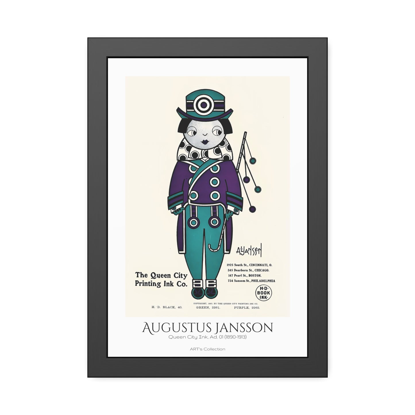 Queen City Ink, Ad. 01 (1890-1913) by Augustus Jansson  / Affiche Encadrée série ART's Collection