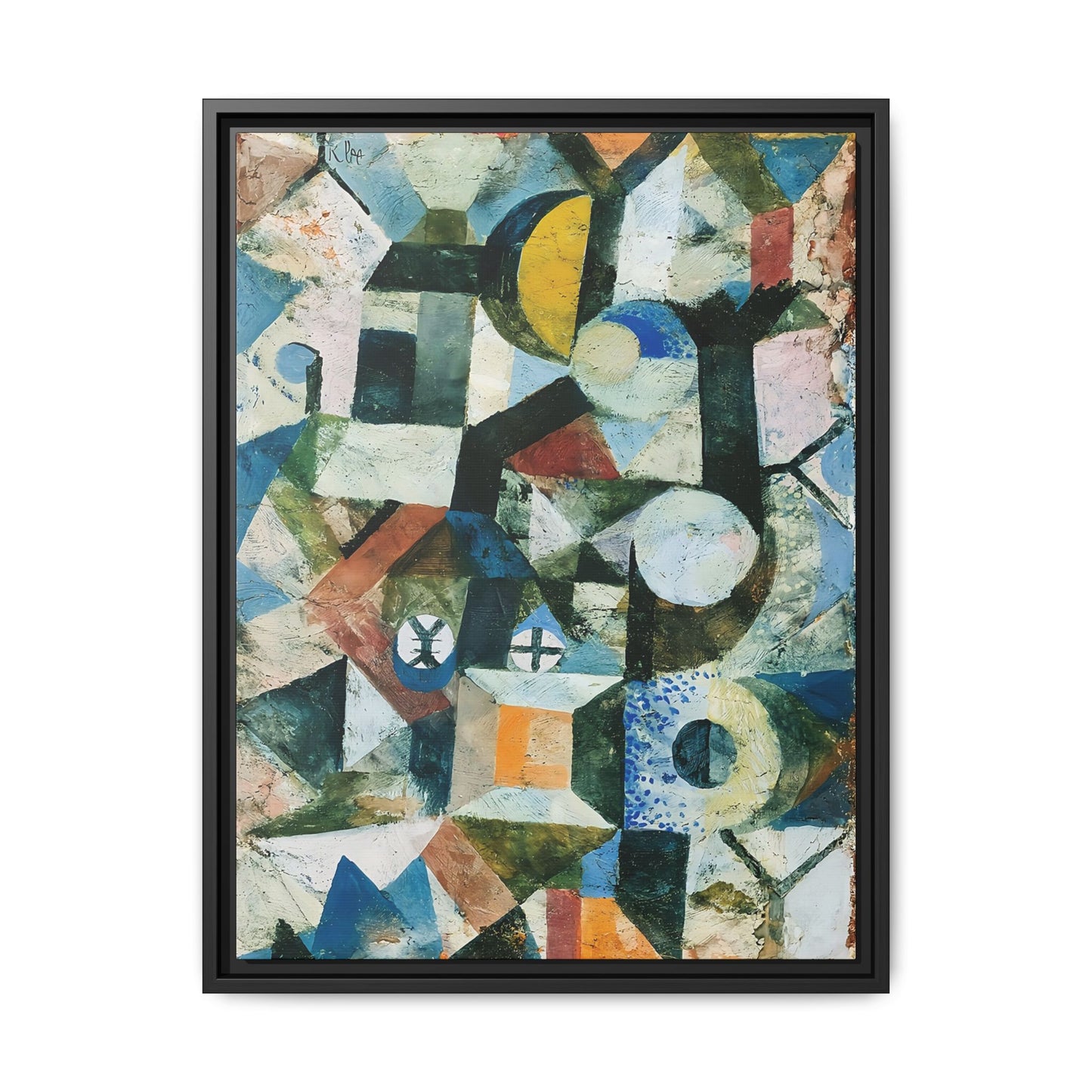 Composition with the Yellow Half-Moon and the Y (1918) by Paul Klee / Toile encadrée sur caisse américaine