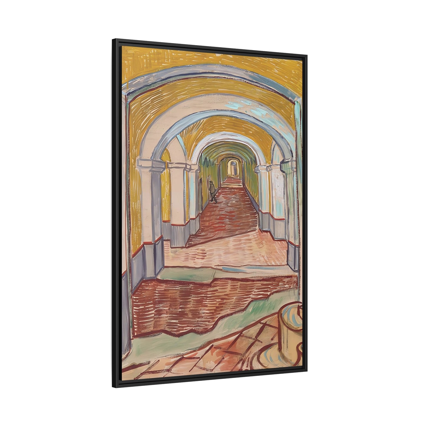 Corridor in the Asylum (1889) by Vincent van Gogh / Toile encadrée sur caisse américaine