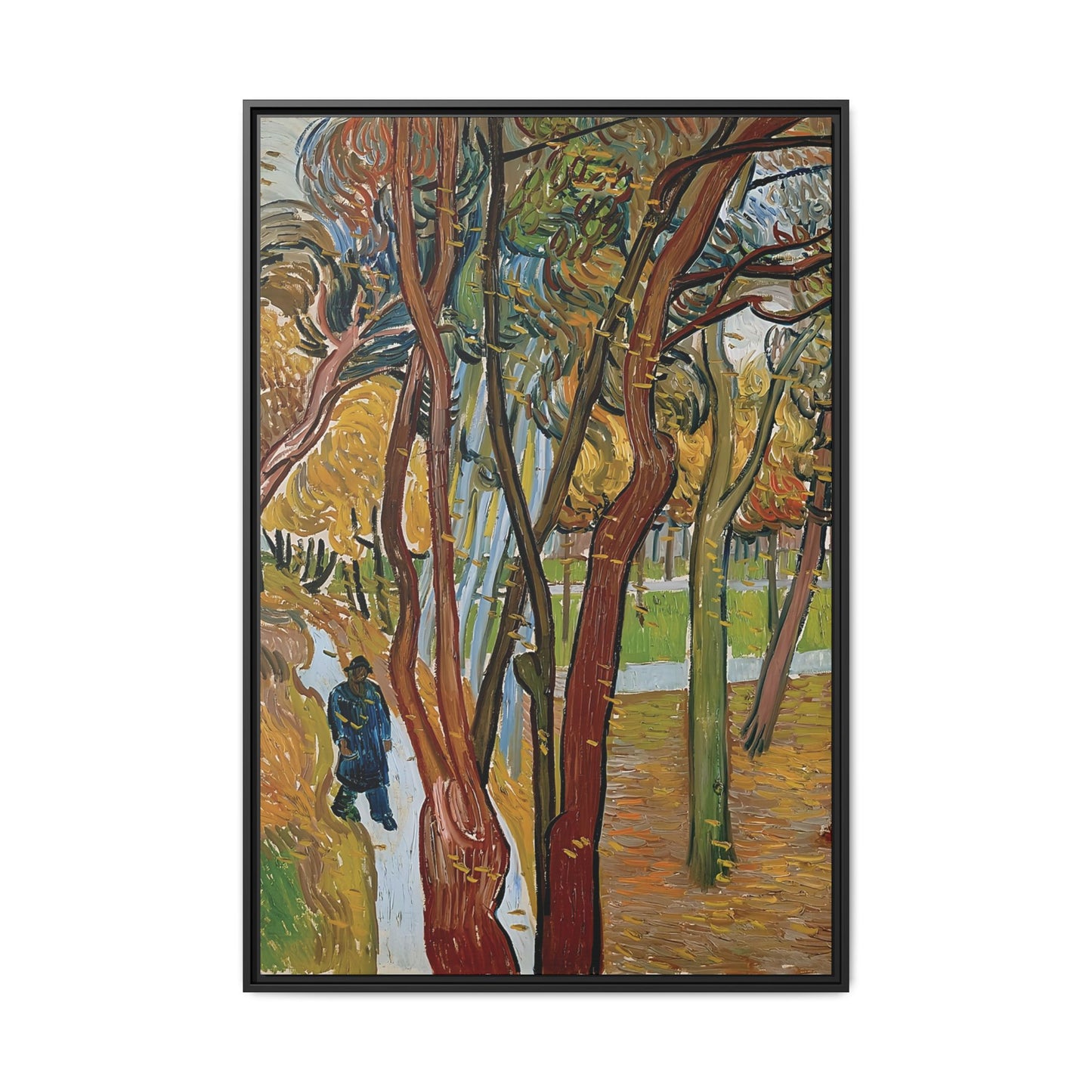 The garden of Saint Paul's Hospital (The fall of the leaves) by Vincent van Gogh / Toile encadrée sur caisse américaine