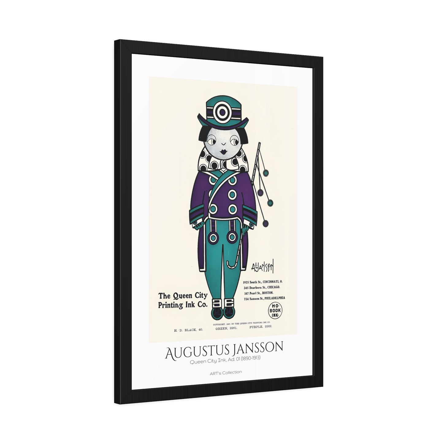 Queen City Ink, Ad. 01 (1890-1913) by Augustus Jansson  / Affiche Encadrée série ART's Collection