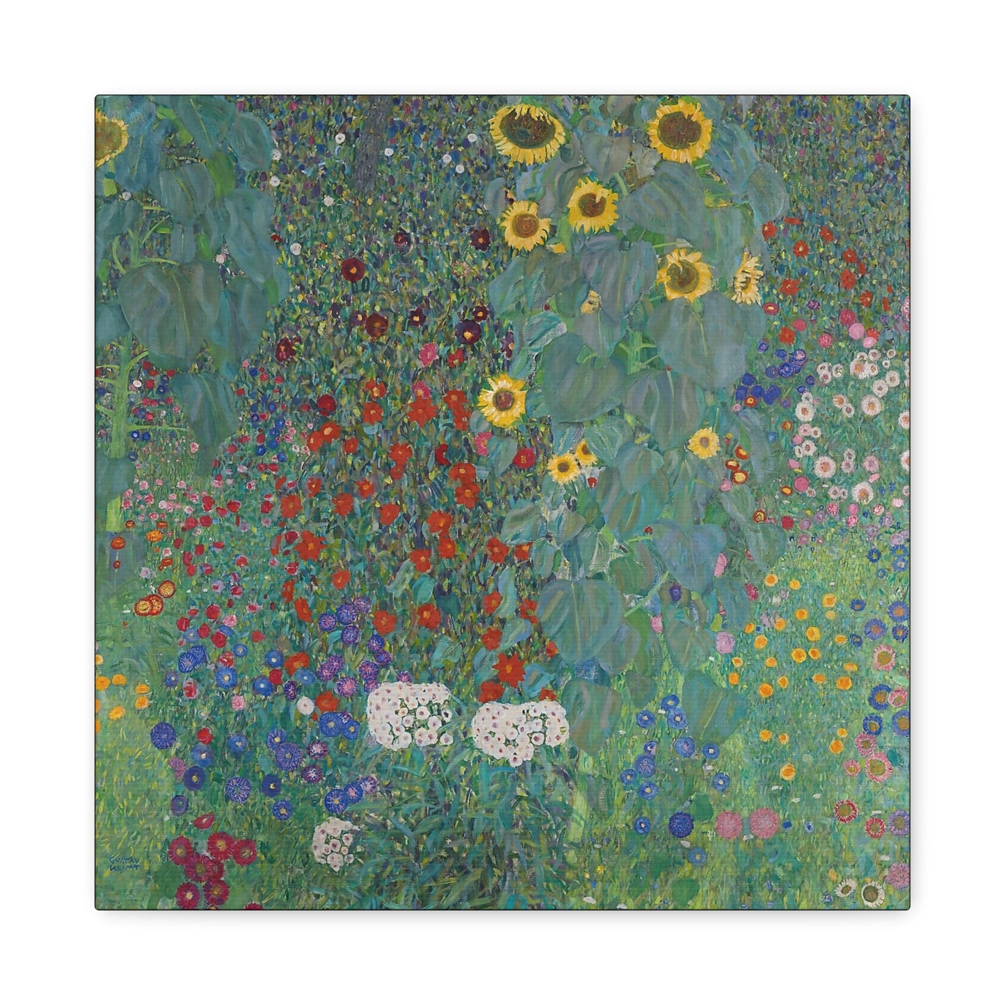Cottage garden with sunflowers (1907) by Gustav Klimt / Reproduction Fine Art sur Toile / Flanc Large Epaisseur 3.2 cm - 1.25 inch