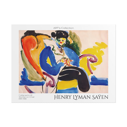 Calligraphic #2 Woman on Chair (1914-1918) by Henry Lyman Saÿen / Affiche imprimée - Série ART's Collection