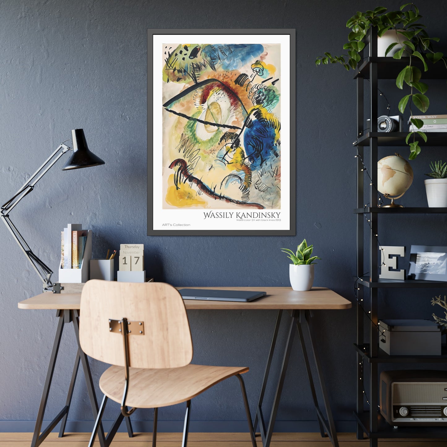 Watercolor IX with black lines (1913) by Wassily Kandinsky / Affiche Encadrée série ART's Collection