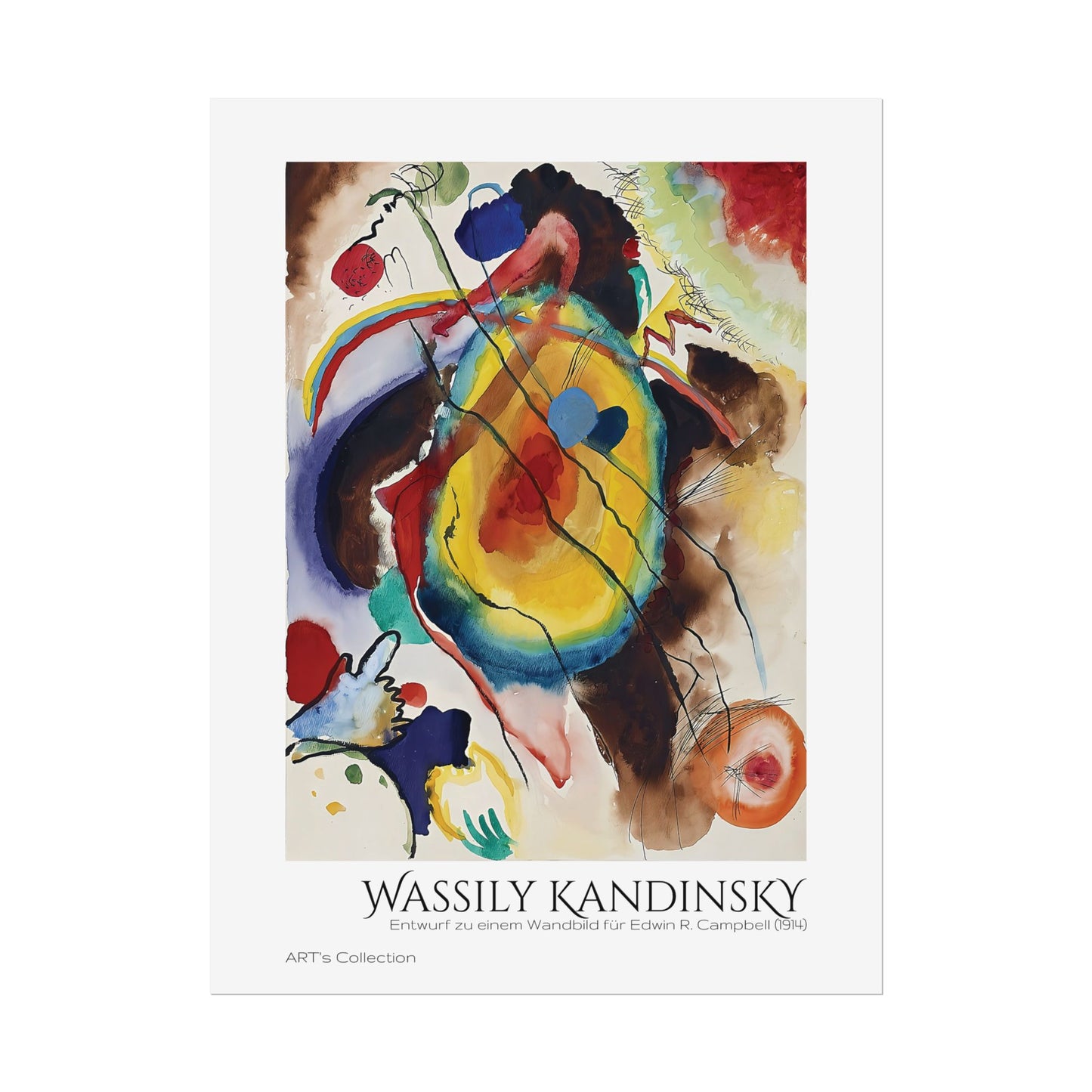 Entwurf zu einem Wandbild für Edwin R. Campbell (1914) by Wassily Kandinsky / Affiche imprimée - Série ART's Collection