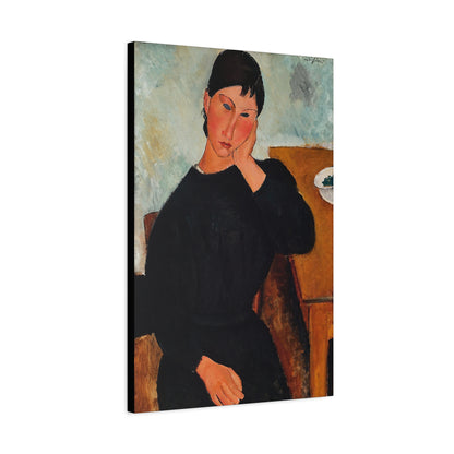 Elvira Resting at a Table (1919) by Amedeo Modigliani / Reproduction Fine Art sur Toile / Flanc Large Epaisseur 3.2 cm - 1.25 inch