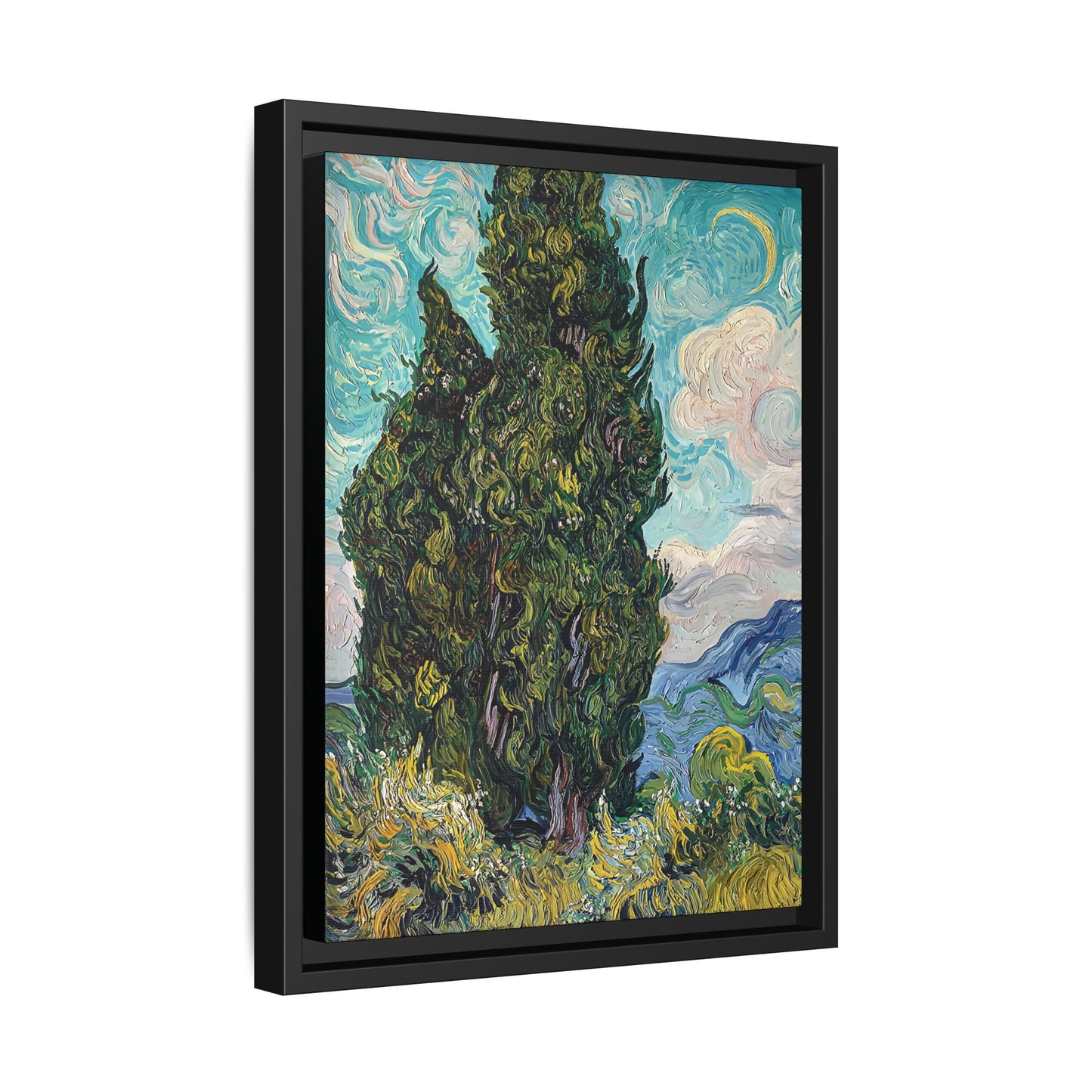 Cypresses (1889) by Vincent van Gogh / Toile encadrée sur caisse américaine