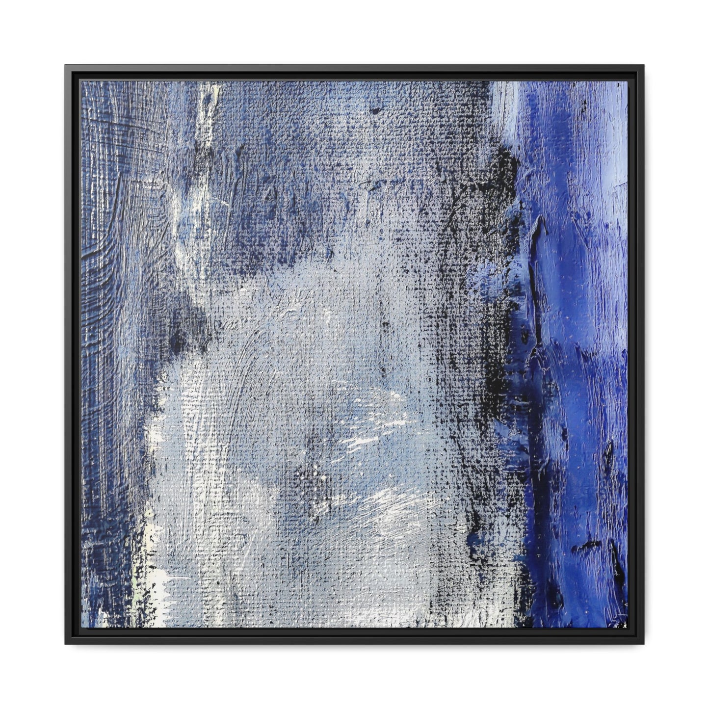 Tableau Beaux Arts Anthracite & Bleu Contrasté "Série Sign Collections" / Toile encadrée sur caisse américaine