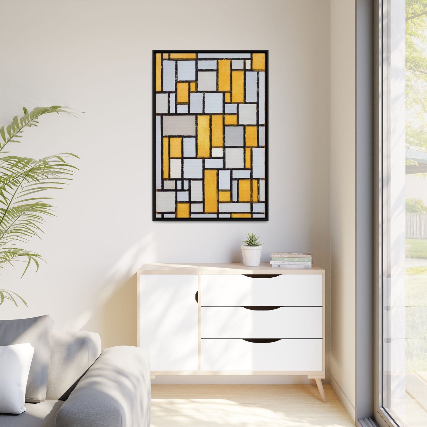 Composition with Grid 1 (1918) by Piet Mondrian  / Toile encadrée sur caisse américaine