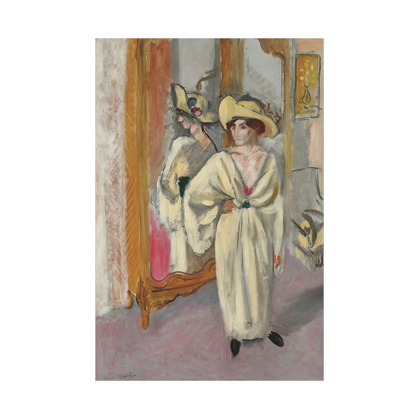 Femme en blanc debout devant une glace (1918-1919) by Henri Matisse / Reproduction Fine Art sur Toile /  Epaisseur 3.2 cm - 1.25 inch