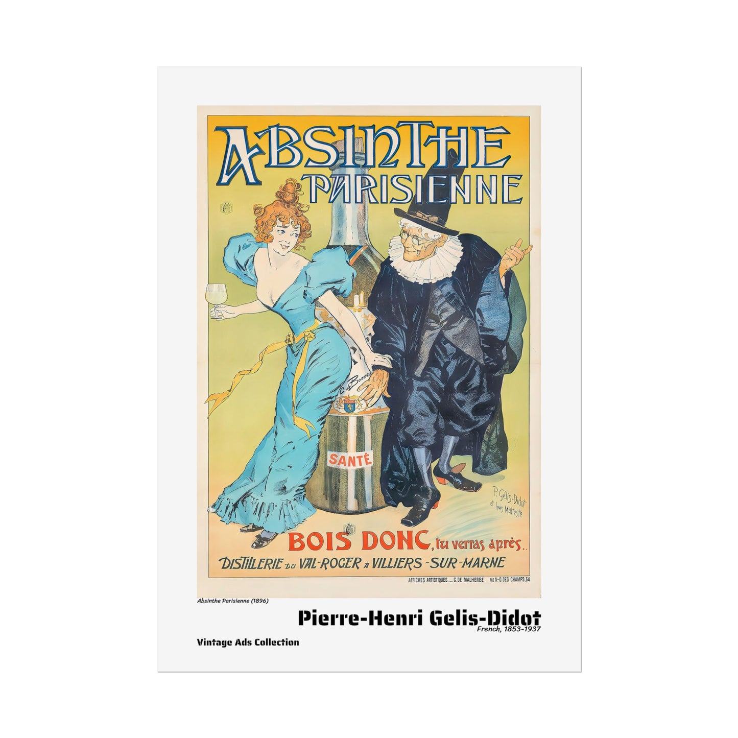 Absinthe Parisienne (1896) by Pierre-Henri Gelis-Didot / Affiche imprimée - Série Vintage Ads Collection