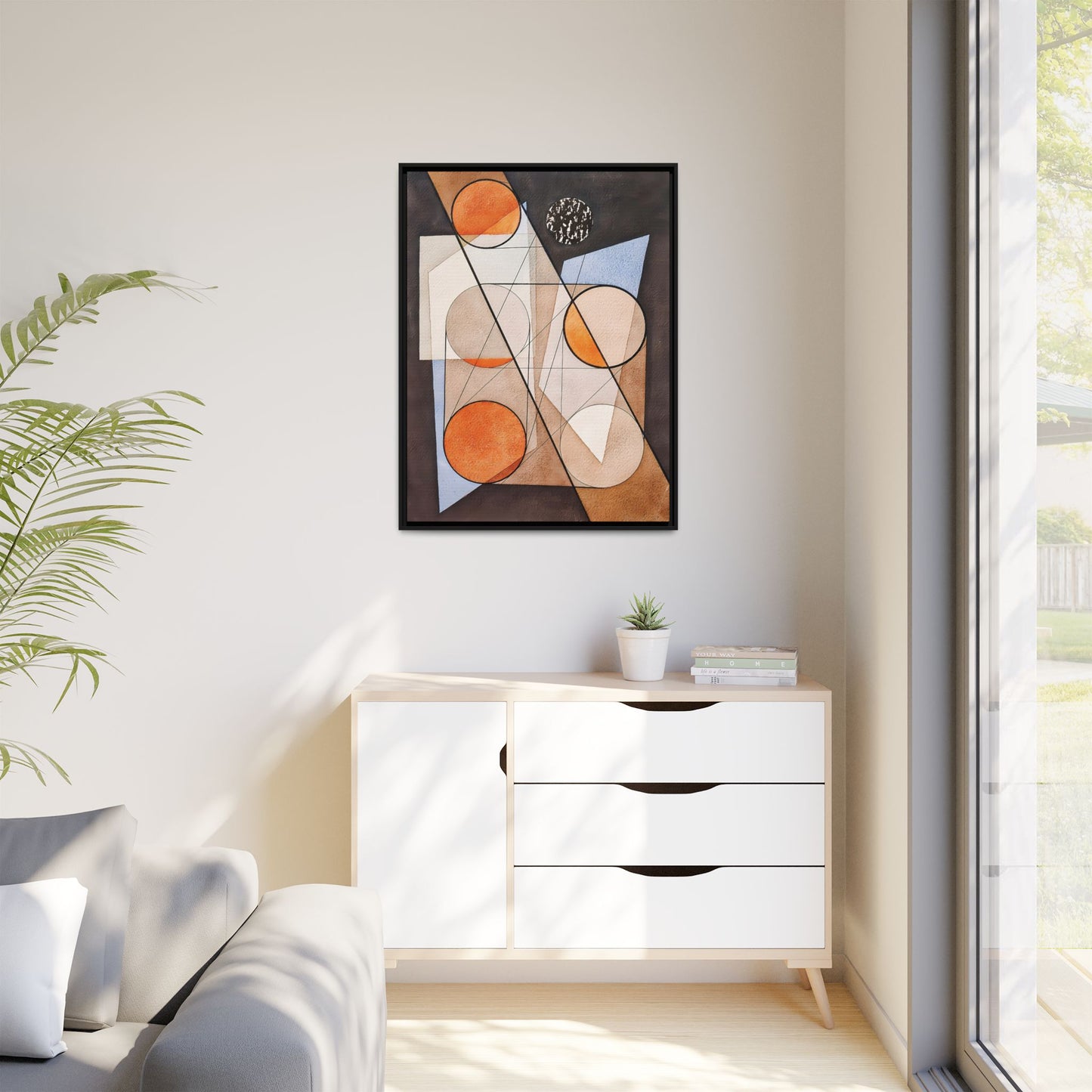 Composition aux cercles symétriques (1932) by László Moholy-Nagy  / Toile encadrée sur caisse américaine