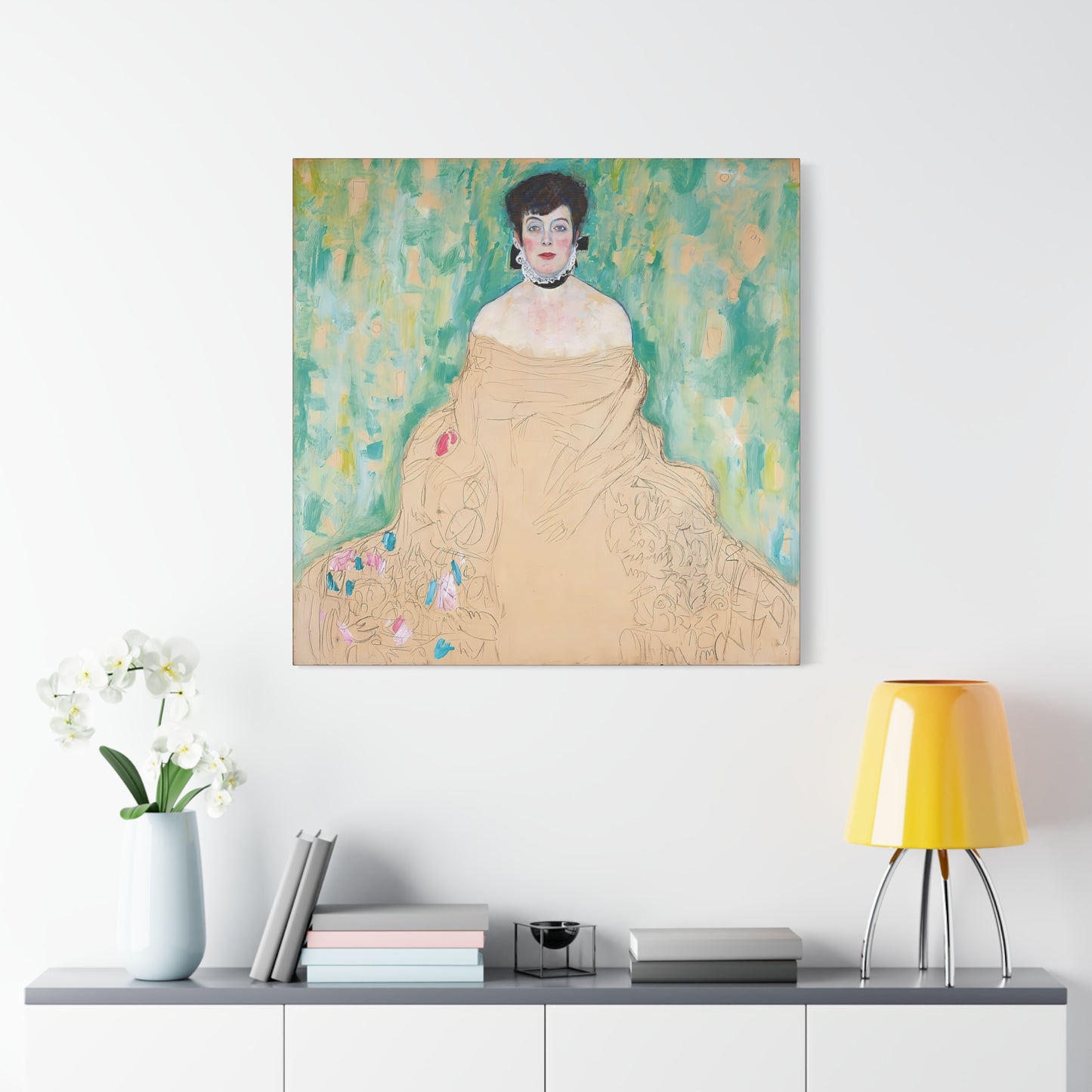 Amalie Zuckerkandl (1917) by Gustav Klimt / Reproduction Fine Art sur Toile / Flanc Large Epaisseur 3.2 cm - 1.25 inch