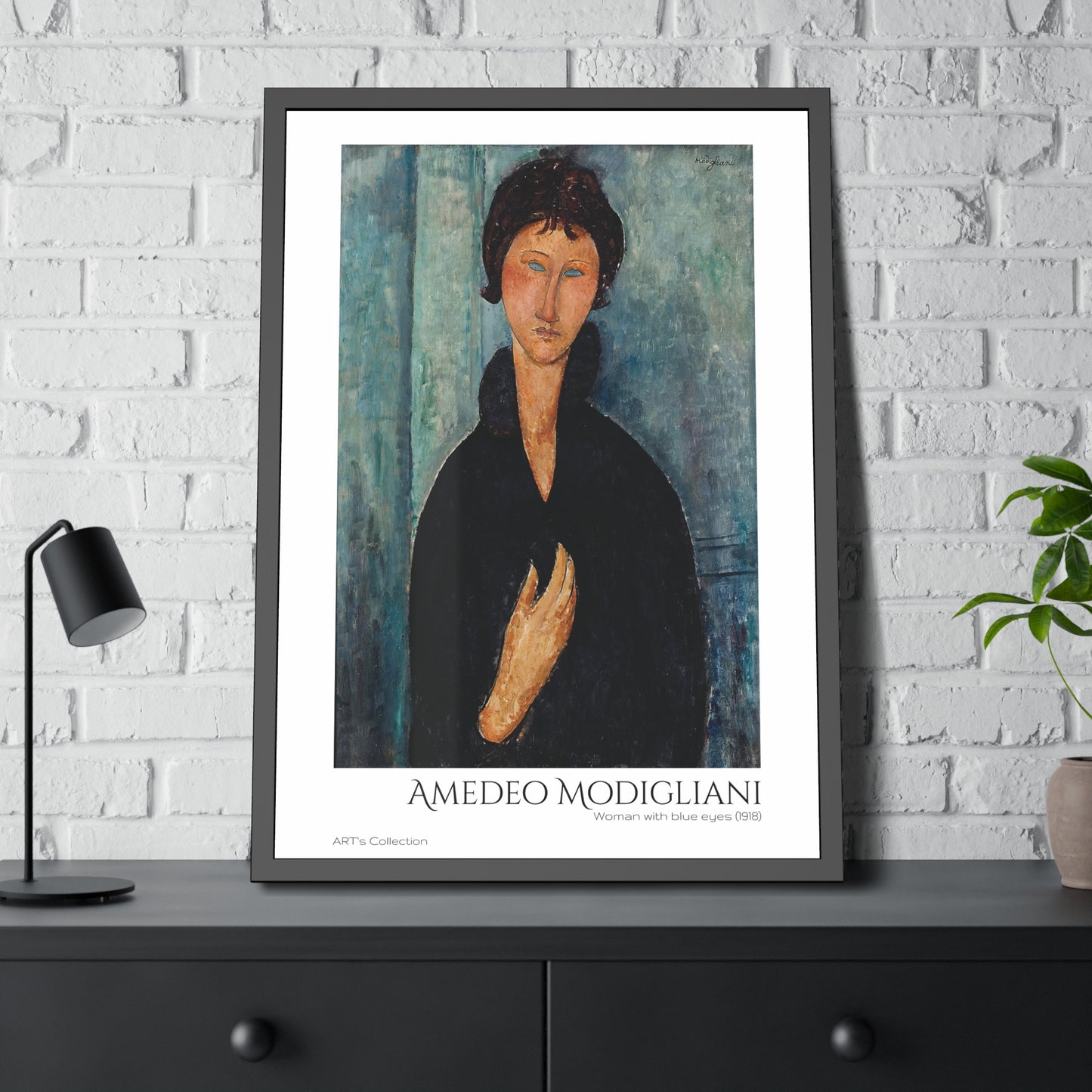 Woman with blue eyes (1918) by Amedeo Modigliani  / Affiche Encadrée série ART's Collection