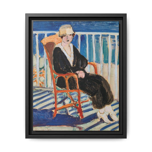 Jeune fille au balcon sur la mer (1918) by Henri Matisse / Toile encadrée sur caisse américaine