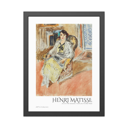 Jeune fille assise, robe jaune (1921-1922) by Henri Matisse  / Affiche Encadrée série ART's Collection