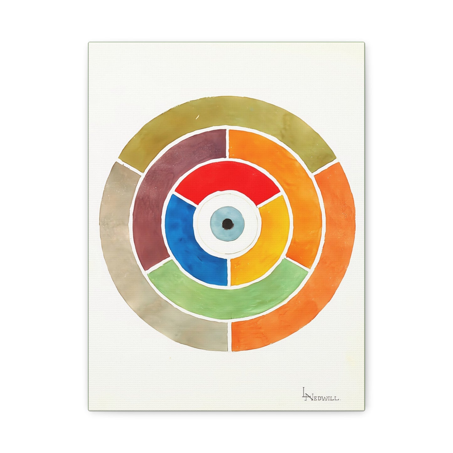 Disc Showing Primary Secondary and Tertiary Colors (ca 1900) by Elizabeth A. Nedwill / Reproduction Fine Art sur Toile /   3.2 cm-1.25 inch