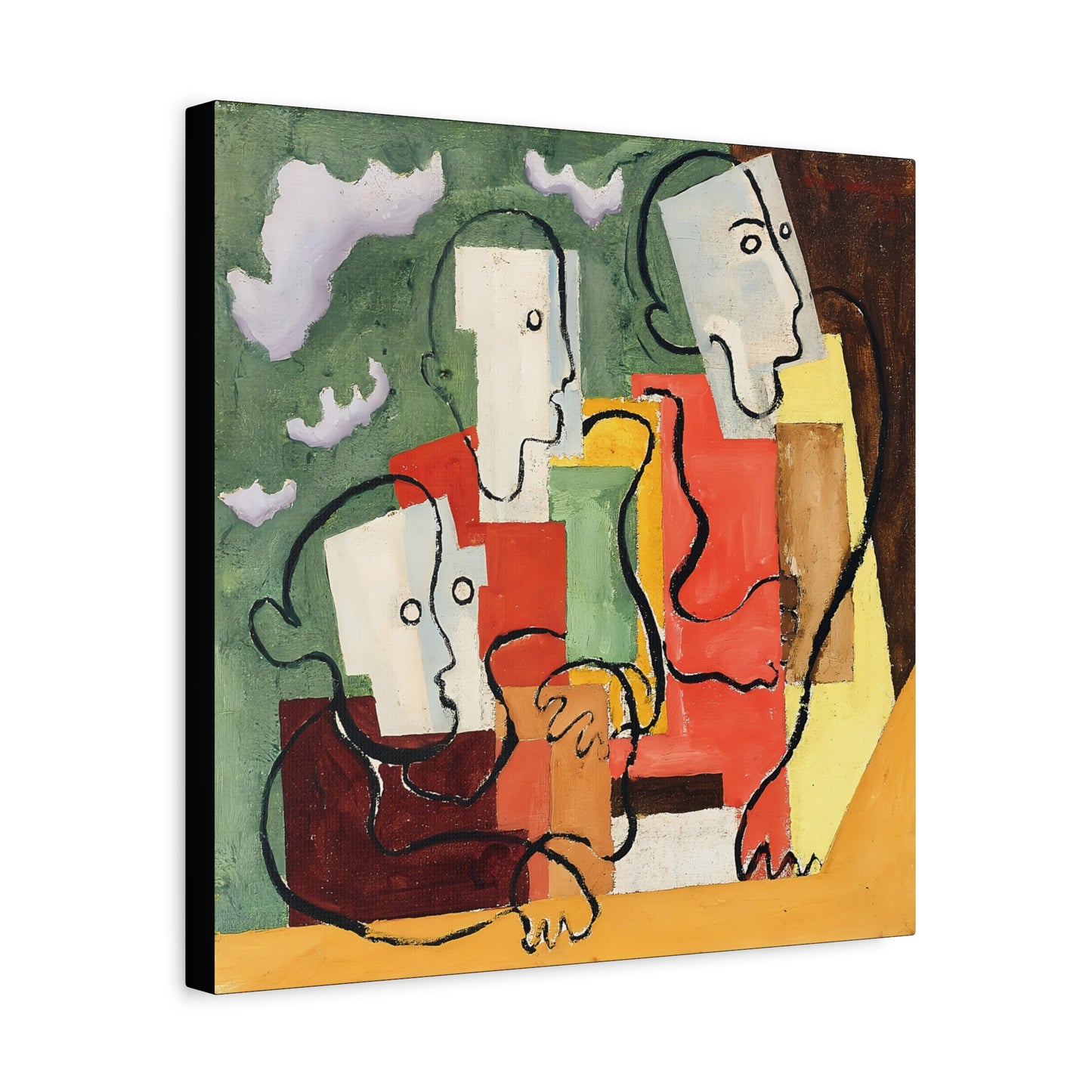 Trois personnages (1928) by Louis Marcoussis / Reproduction Fine Art sur Toile / Large Epaisseur 3.2 cm - 1.25 inch