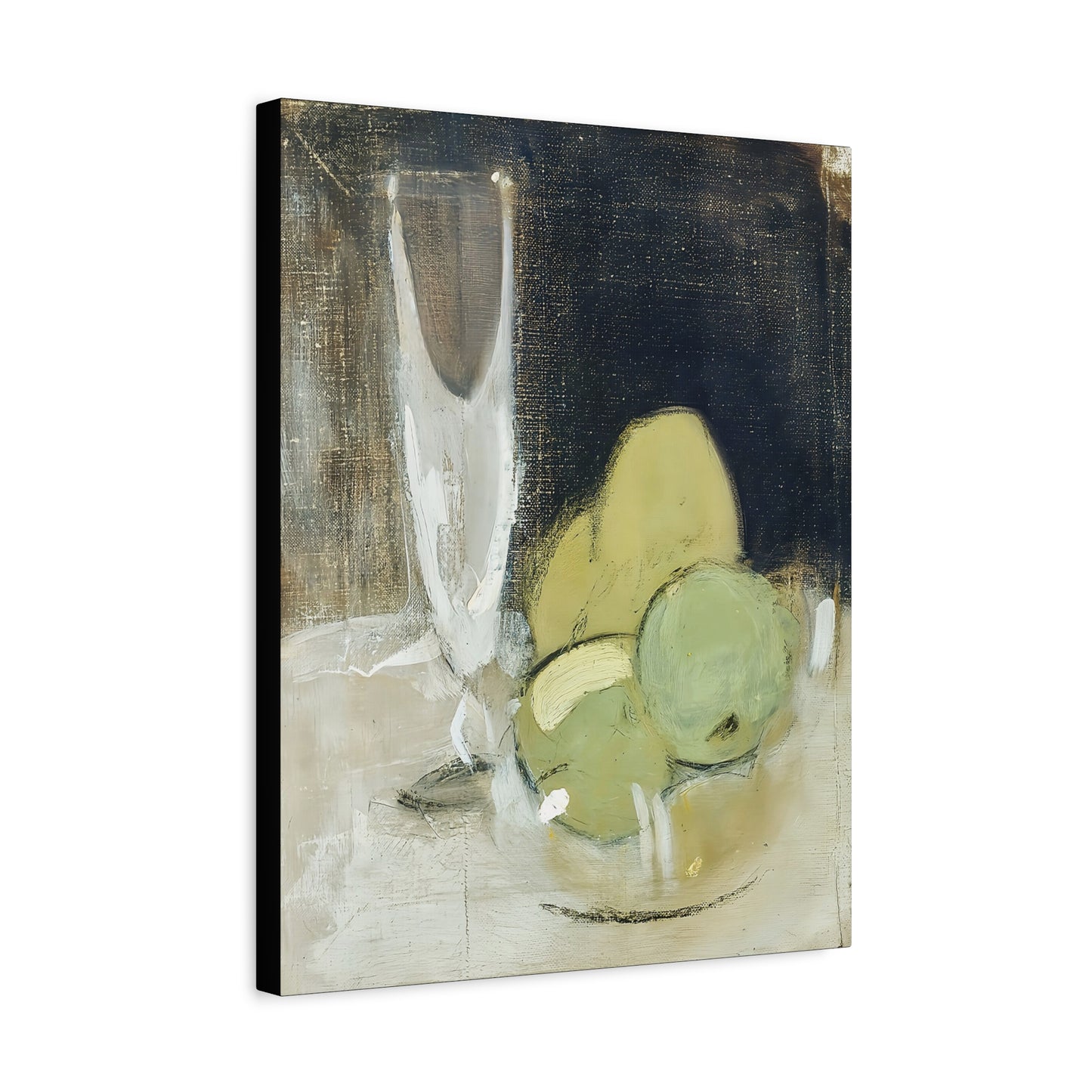 Green Apples And Champagne Glass (1934) by Helene Schjerfbeck / Reproduction Fine Art sur Toile /  Epaisseur 3.2 cm - 1.25 inch
