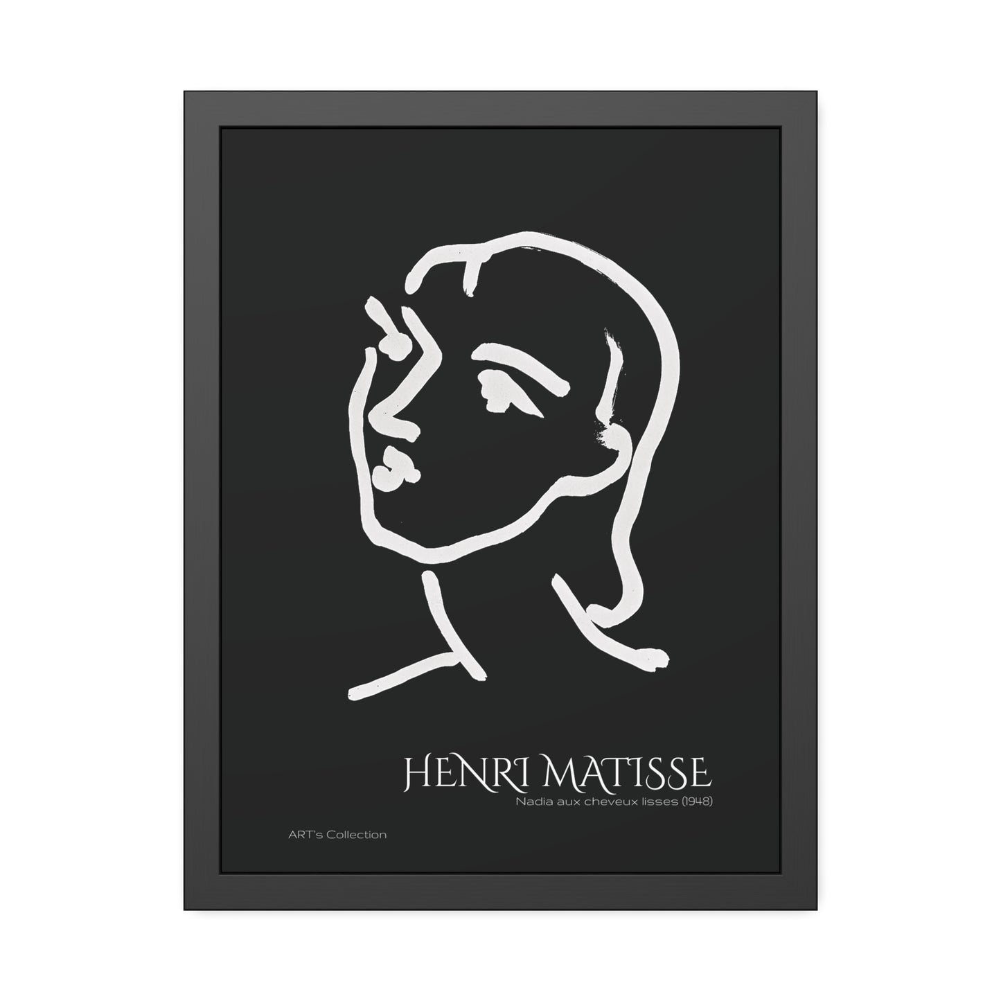 Nadia aux cheveux lisses (1948) black édition by Henri Matisse / Affiche Encadrée série ART's Collection