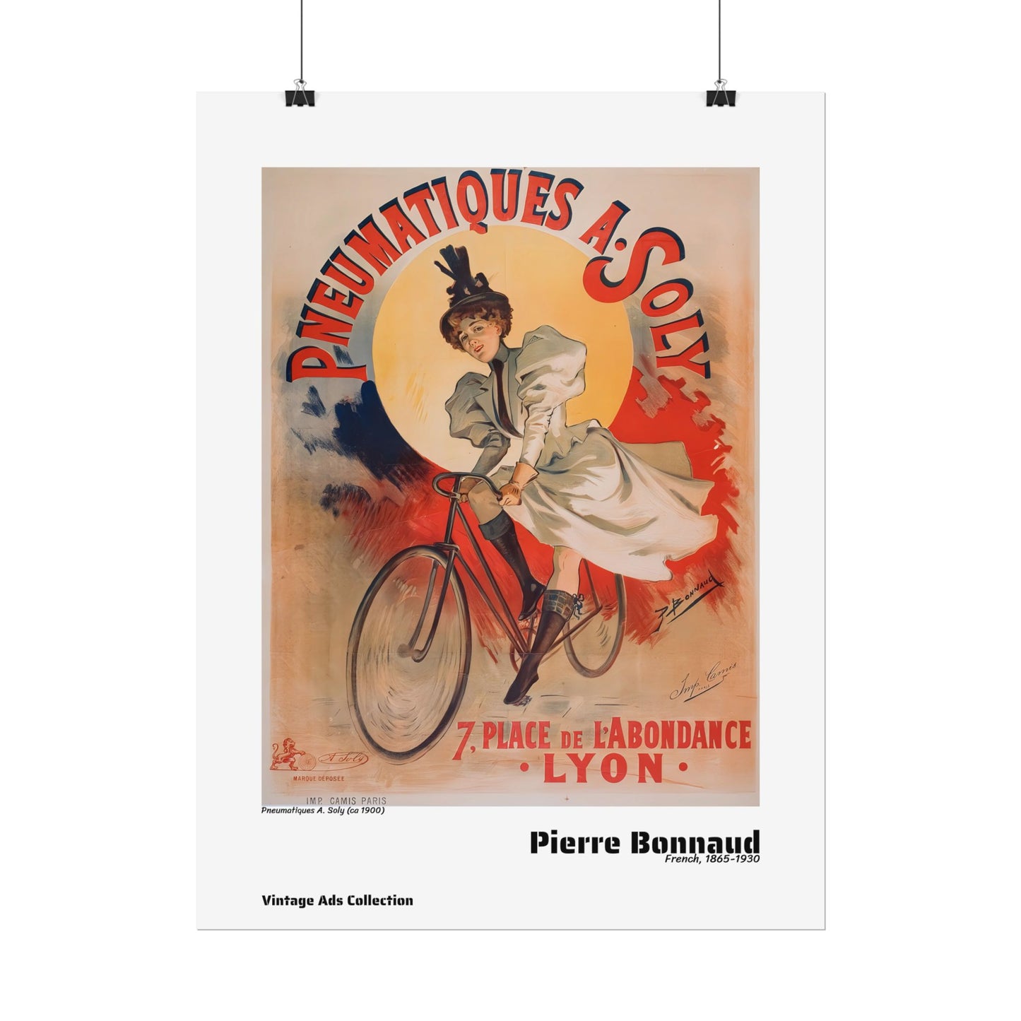 Pneumatiques A. Soly (ca 1900) by Pierre Bonnaud / Affiche imprimée - Série Vintage Ads Collection