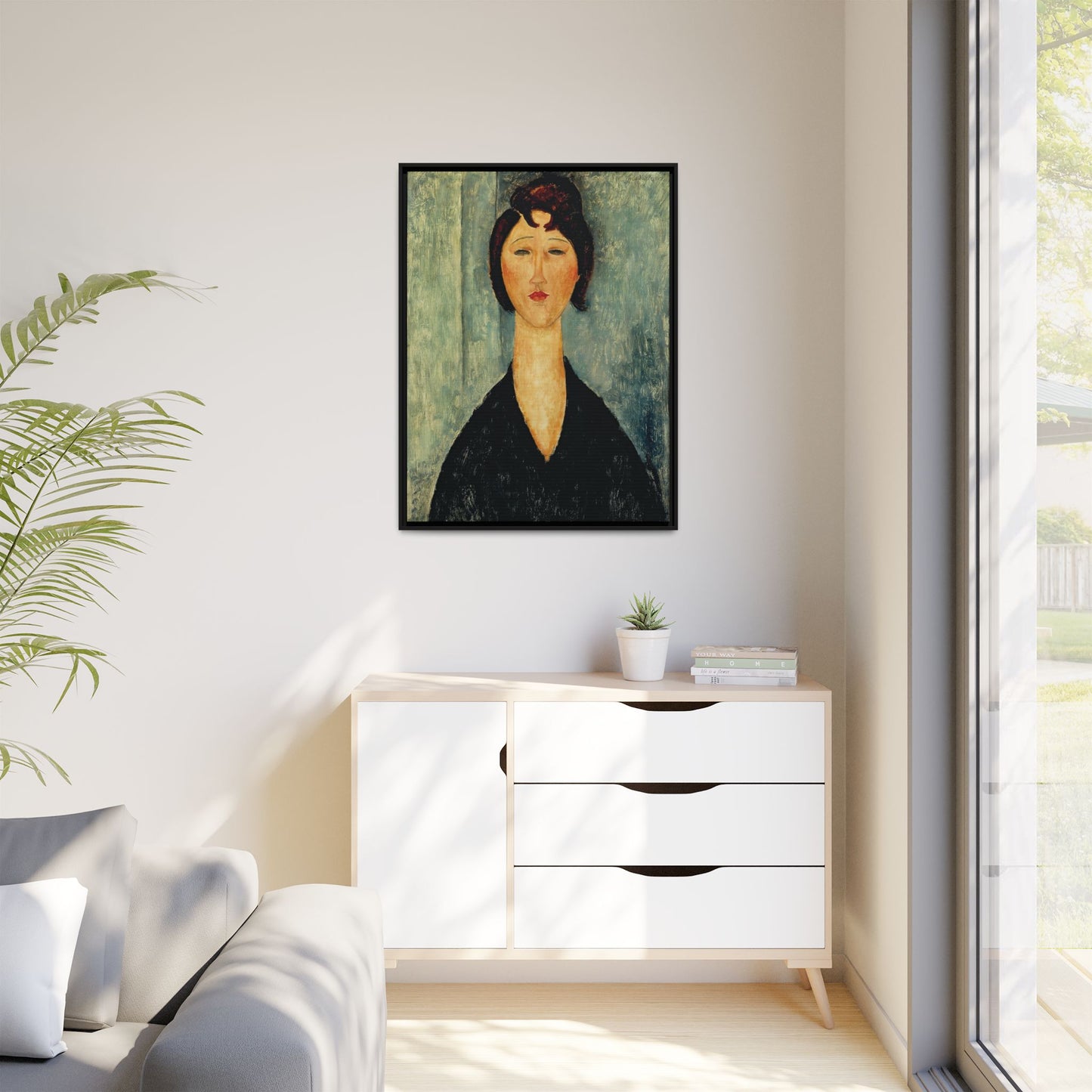 Portrait of a Young Woman (1918)  by Amedeo Modigliani / Toile encadrée sur caisse américaine